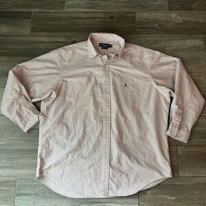 Ralph Lauren Yarmouth Oxford Shirt Pink White Stripe Button‎ Down Men 17 1/2